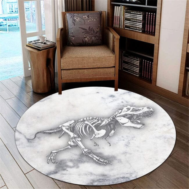 T-Rex Fossil Premium Round Rug, Floor Mat Carpet, Rug For Living Room, For Bedroom