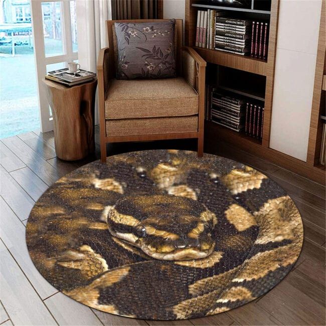 Love Python Snake Reptile Christmas Premium Round Rug, Floor Mat Carpet, Rug For Living Room, For Bedroom