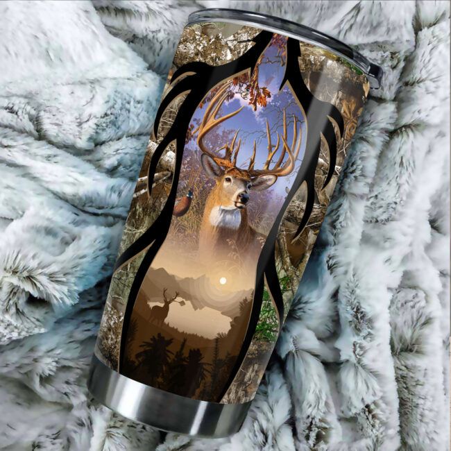Love Deer Hunting Camouflage Stainless Steel Tumbler, Insulated Tumbler, Custom Travel Tumbler, Tumbler Coffee Mug, Insulated Coffee Cup