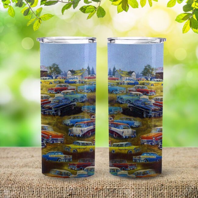 Vintage Cars Lover 20oz Tall Tumbler, Insulated Tumbler, Custom Travel Tumbler, Tumbler Coffee Mug, Insulated Coffee Cup