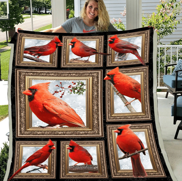 3D Cardinal Bird, Cardinal Birds Sherpa Blanket - spreadstores