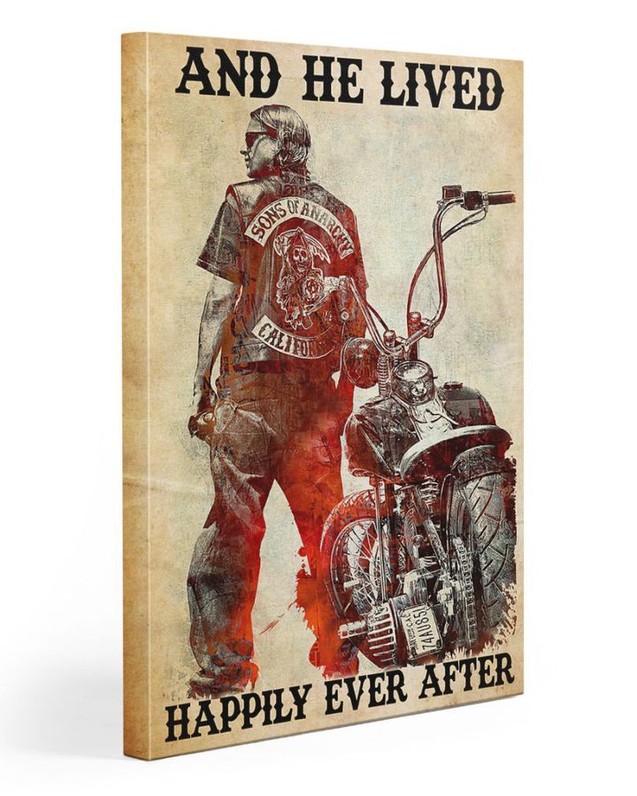 Biking Wall Art Canvas Biker Canvas And He Lived Happily Ever After Matte Canvas - spreadstores
