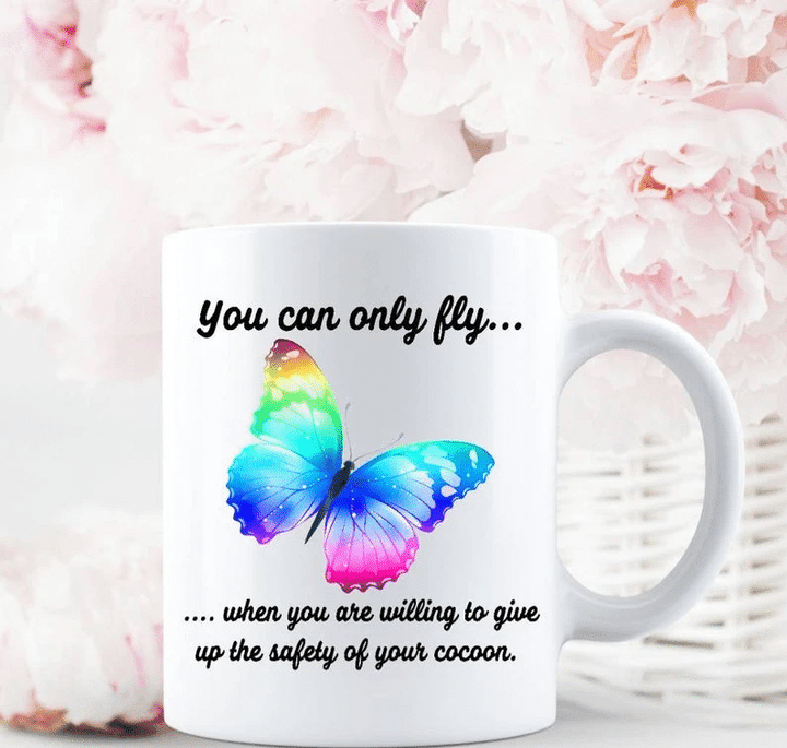 Butterfly Quote Coffee Mug, Positive Vibes Mug, Mother's Day Gift, Gift For Mom, Motivational Mug - spreadstores