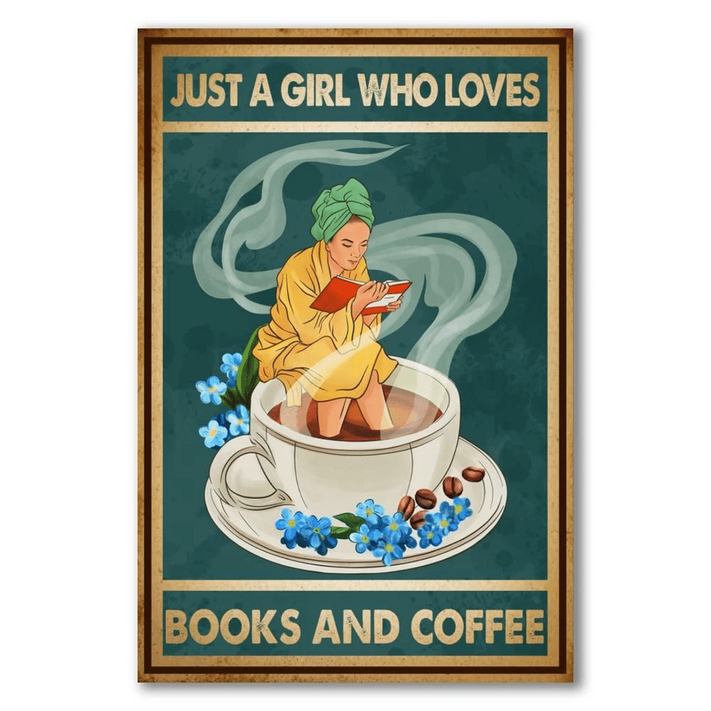Book Canvas, Just A Girl Who Loves Books And Coffee Canvas, Birthday Gift Idea - spreadstores