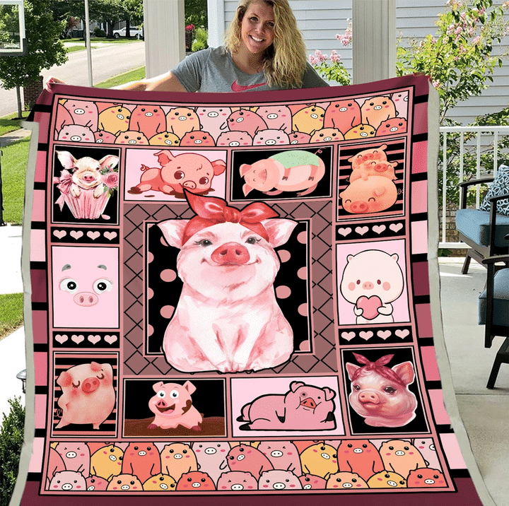 3D Just A Girl Who Loves Pigs Fleece Blanket - spreadstores