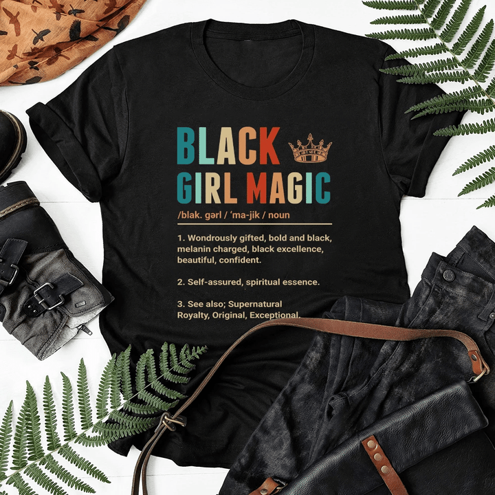 Black Girl Magic Gift Beautiful Crown Unisex T-shirt, Gift For Black Girl, A Girl With Crown T-shirt - spreadstores