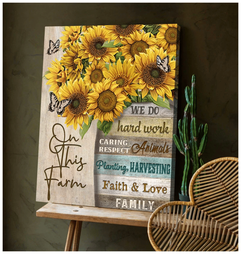Butterfly Canvas Wall Art - Motivational Quotes Canvas - Sunflowers And Butterflies On This Farm Canvas Wall Art Decor - spreadstores