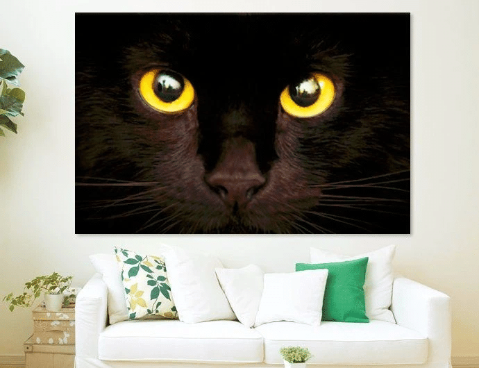 Black Cat Wall Art, Gift Ideas For Cat Lovers, Love Cat Canvas - spreadstores