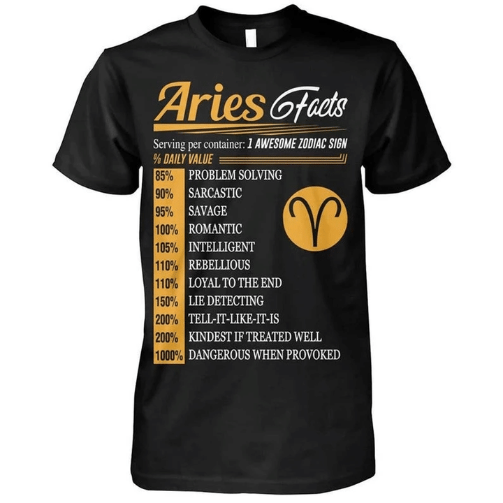 Aries Shirt, Aries Zodiac Sign, Astrology Birthday Shirt, Gift For Her, Aries Facts Unisex T-Shirt - spreadstores
