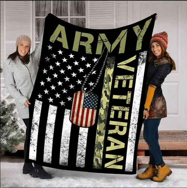 Army Veteran Blanket, Gift For Army Veteran Fleece Blanket - spreadstores
