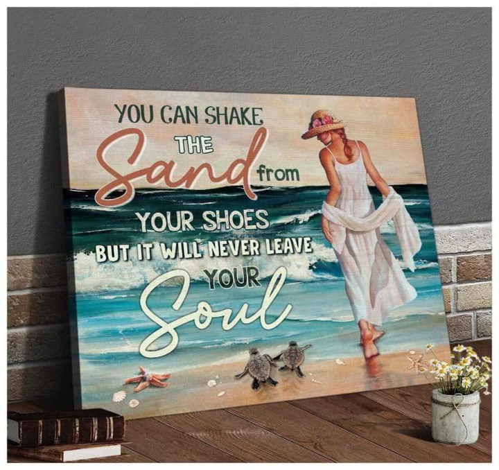 Beach Turtle Canvas, You Can Shake The Sand From Your Shoes Wall Art Decor - spreadstores