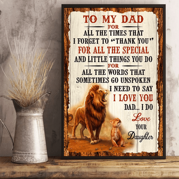 Best Gift For Father's Day, Dad Poster, To My Dad Thank You For All The Special Lion 24x36 Poster - spreadstores