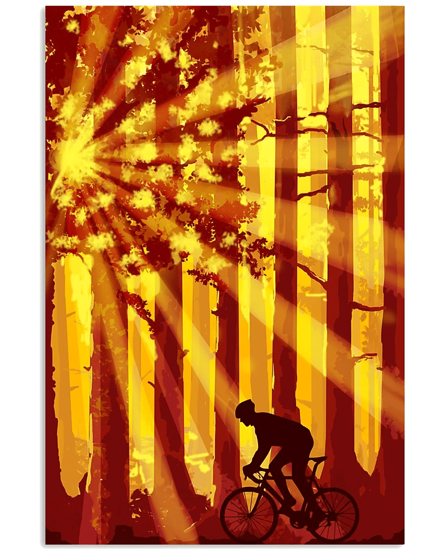 Biker Canvas, Gift For Biker, A Man And Bicycle Matte Canvas - spreadstores