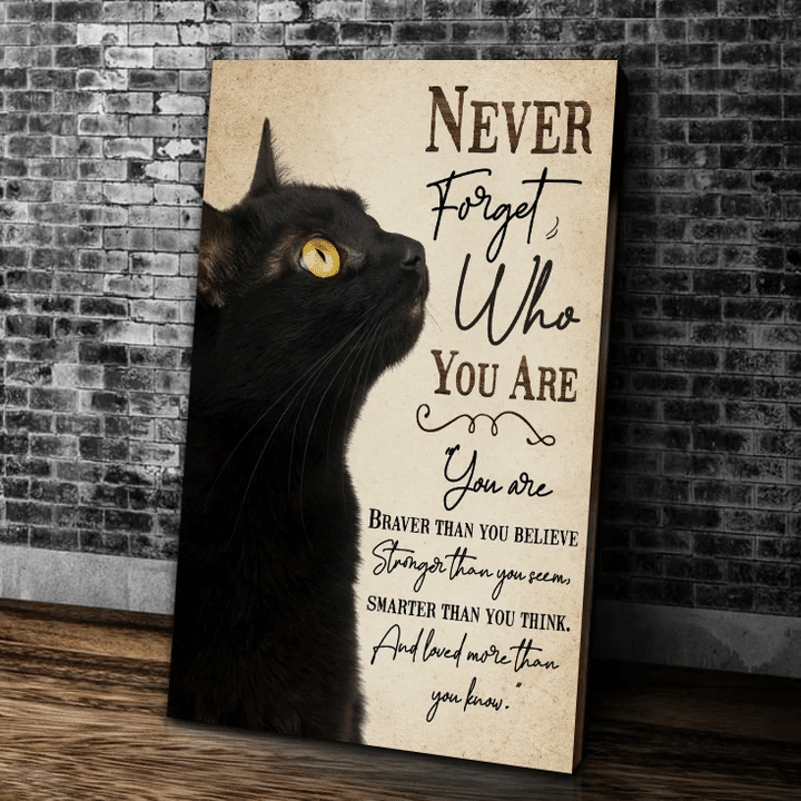 Black Cat Canvas Never Forget Who You Are Who You Are Canvas, Gift For Cat Lovers - spreadstores