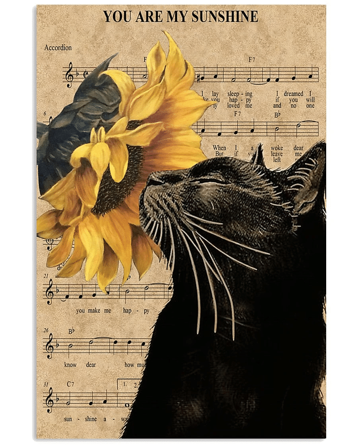 Black Cat Canvas You Are My Sunshine Sunflower Matte Canvas - spreadstores