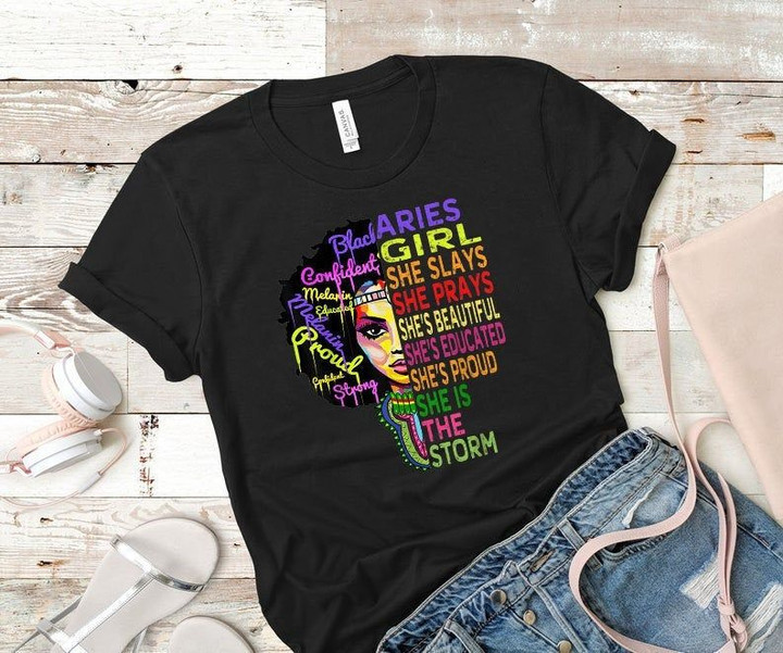 Aries Shirt, Aries Zodiac Sign, Astrology Birthday Shirt, Gift For Her, Aries Girl She Slays Unisex T-Shirt - spreadstores
