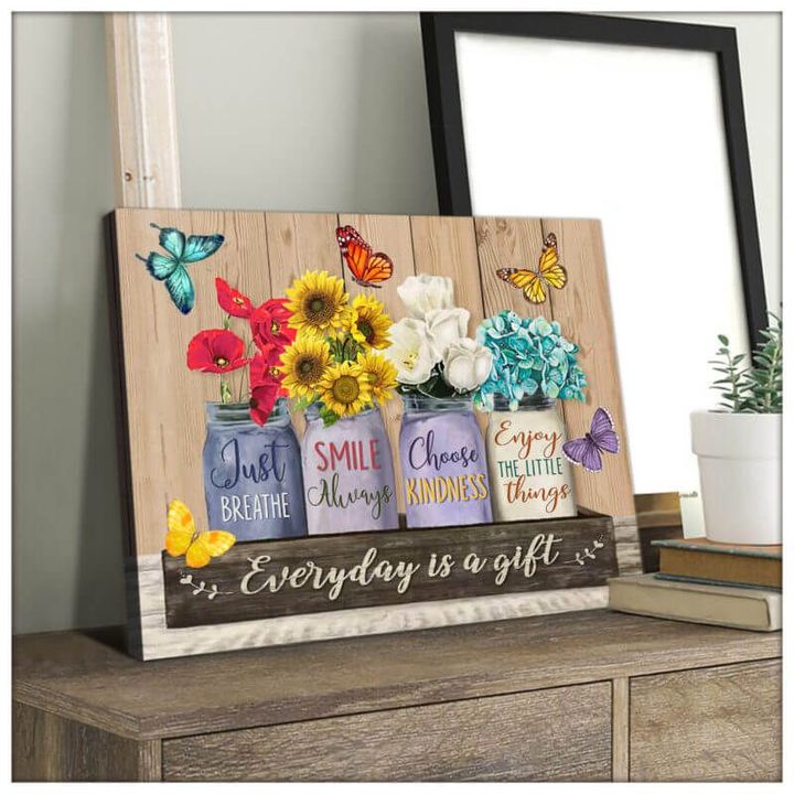 Butterfly Canvas Wall Art- Motivational Quotes Canvas - Butterfly Everyday Is A Gift Canvas - spreadstores