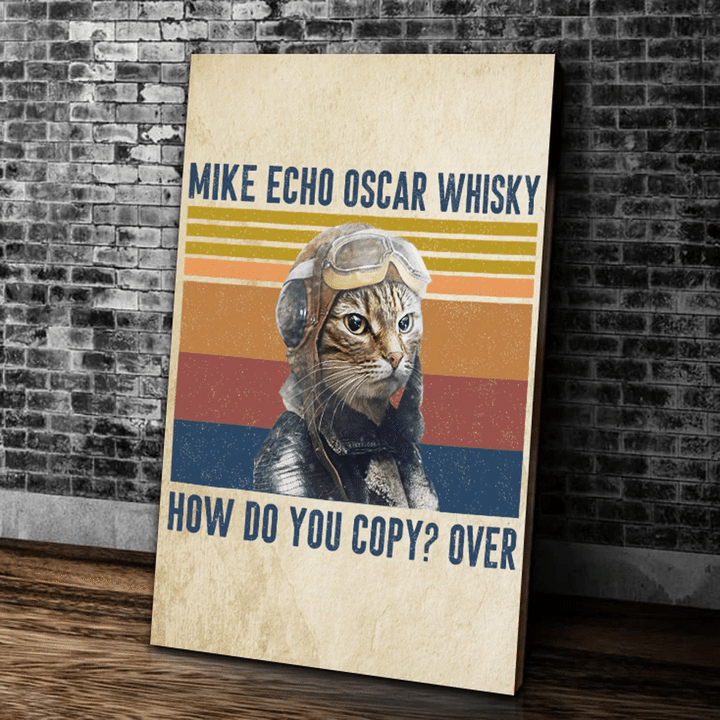 Cat Canvas, Gift For Cat's Lover, Mike Echo Oska Whisky How Do You Copy Over Pilot Cat Vintage Canvas - spreadstores