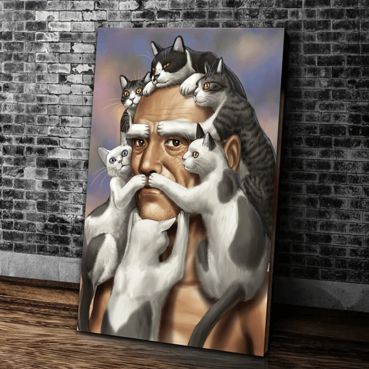 Cat Old Man Like Face Wall Art Canvas, Love Pet Gifts, Gift For Cat Lovers - spreadstores