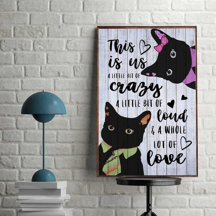 Couple Cat Print Canvas, Cat Lover Gift, This Is Us A Little Bit Crazy Canvas - spreadstores