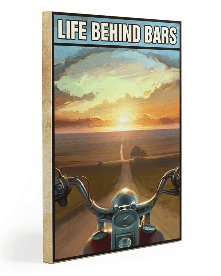 Biking Wall Art Canvas Biker Canvas Life Behind Bars Matte Canvas - spreadstores
