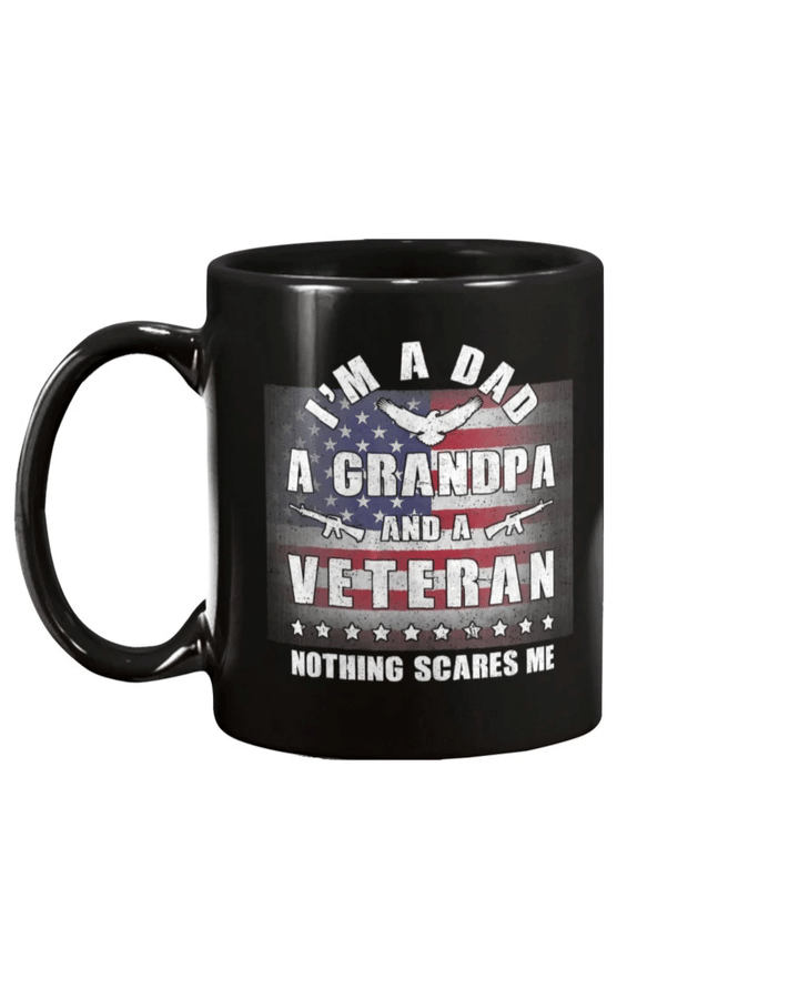 Dad Grandpa Veteran Nothing Scares Me American Flag Mug - spreadstores
