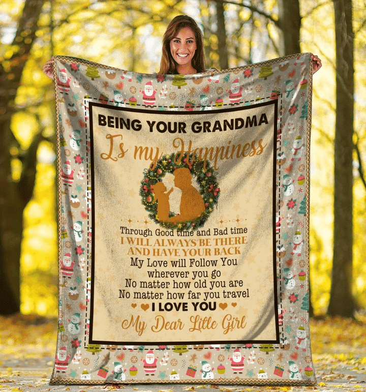 Being Your Grandma Is My Happiness Flower Fleece Blanket - spreadstores