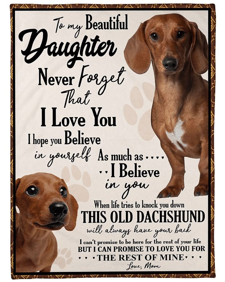 Dachshund To My Beautiful Daughter Never Forget That I Love You Dog Sherpa Blanket - spreadstores