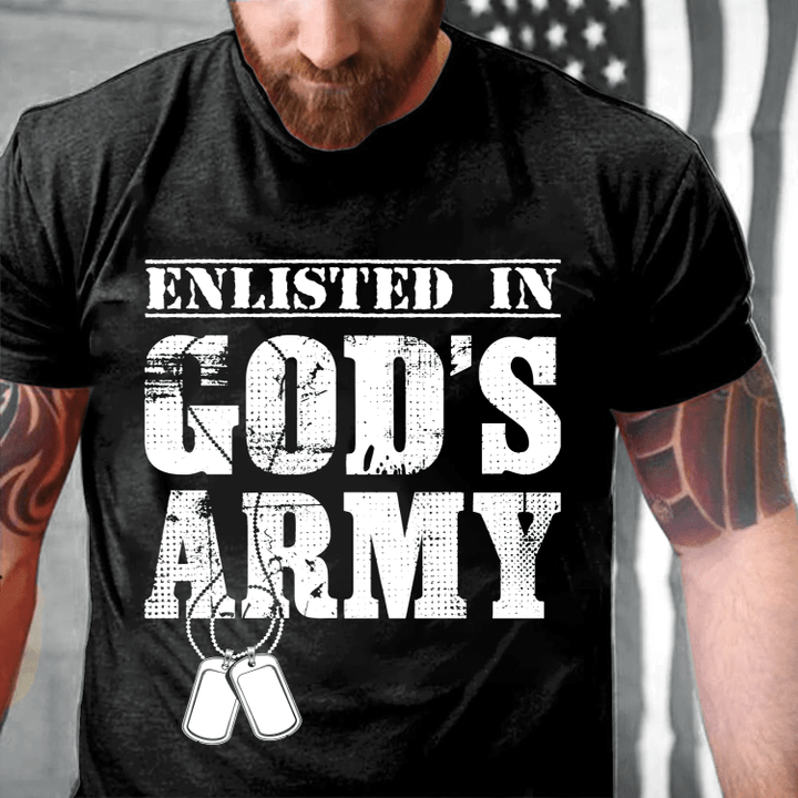 Army Veteran Enlisted In God's Army T-Shirt - spreadstores