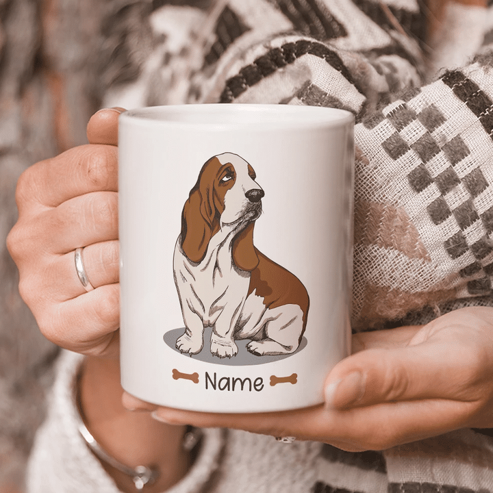 Custom Mugs, Basset Hound Dog Mug, Funny Gift Mug, Gift For Dog Lover Mug - spreadstores