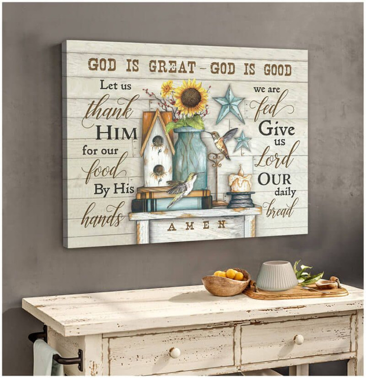 Canvas Hummingbird God Is Great God Is Good Canvas, Gift For Christian - spreadstores