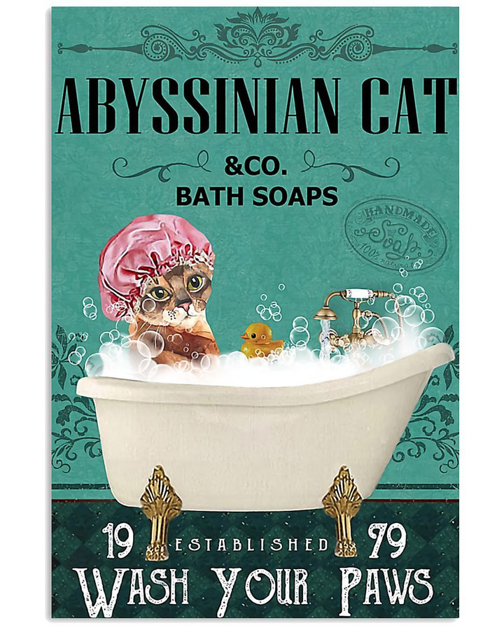 Abyssinian Cat Bath Soap Canvas, Best Gift For Cat Lovers, Cute Cat Wall Art - spreadstores