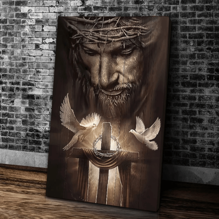 Christian Home Wall Decor, Christian Canvas, Jesus Art Decor, Jesus Christ, Bird And Cross Canvas, Jesus Christ Canvas - spreadstores