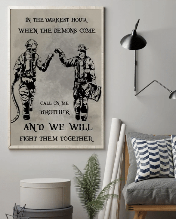 Firefighter Matte Canvas - In The Darkest Hour When The Demons Come Call - Spreadstores