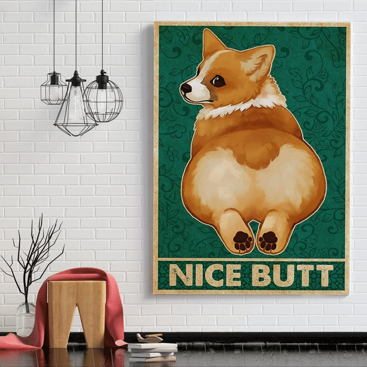 Funny Corgi Canvas, Vintage Retro Corgi Nice Butt Canvas, Best Gift for Dog Lovers - Spreadstores