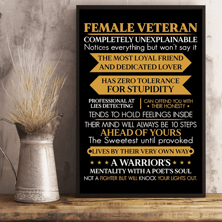 Female Veteran A Warrior's Mentality With A Poet's Soul 24x36 Poster - Spreadstores