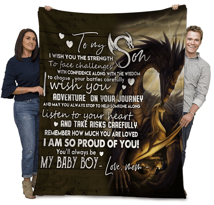 Dragon To My Son I Wish You The Strength To Face Challenges Sherpa Blanket - Spreadstores