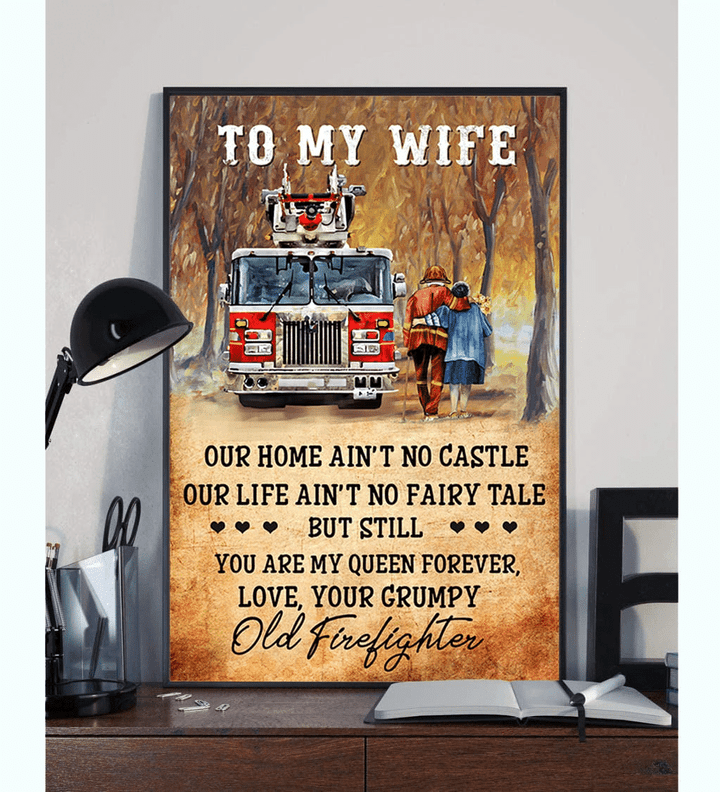 Firefighter To My Wife Our Home Ain't No Castle Matte Canvas - Spreadstores