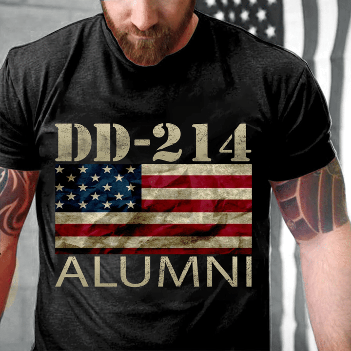 DD-214 Alumni American Flag, Gift For Veteran T-Shirt - Spreadstores