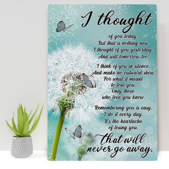 Family Memorial Canvas, I Thought Of You Today Canvas, Dandelion Wall Art, In Loving Memory Canvas, Family Loss Home Decor - Spreadstores