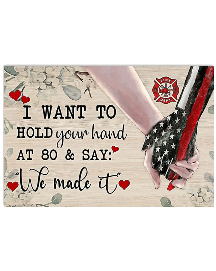 Firefighter Husband And Wife - I Want To Hold Your Hand Matte Canvas - Spreadstores