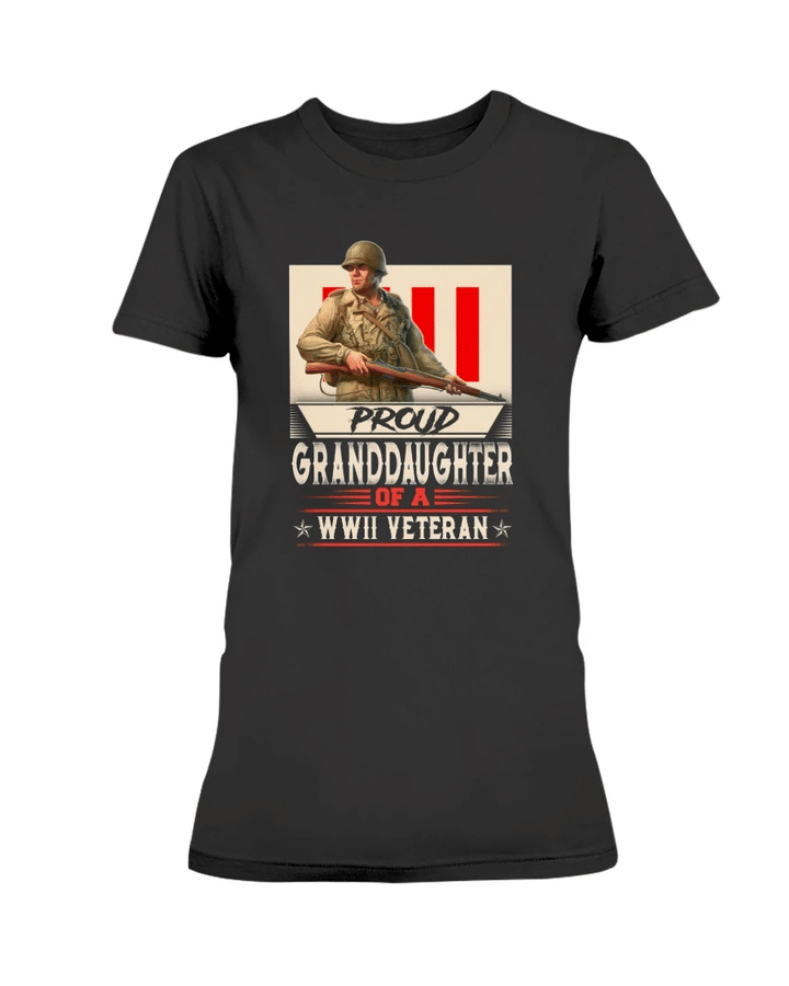 Female Shirt, Proud Granddaughter Of A WWII Veteran Ladies T-Shirt - Spreadstores