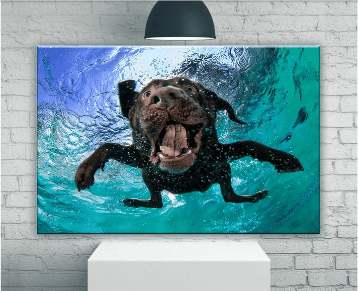 Funny Dog Canvas, Swimming Dog, Gifts For Dog Lover Canvas, Wall Art Decor - Spreadstores
