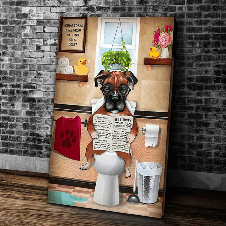 Dog Canvas, Boxer Sitting Matte Canvas - Spreadstores