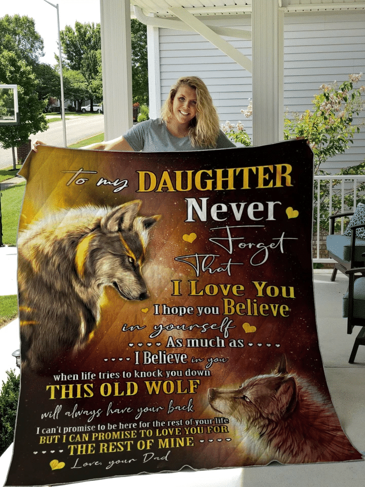 Daughter Quilt Blanket, Gift For Daughter, To My Daughter Never Forget That I Love You Wolf Quilt Blanket - Spreadstores