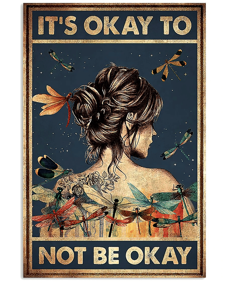 Dragonflies Wall Art It's Okay To Not Be Okay Matte Canvas - Spreadstores