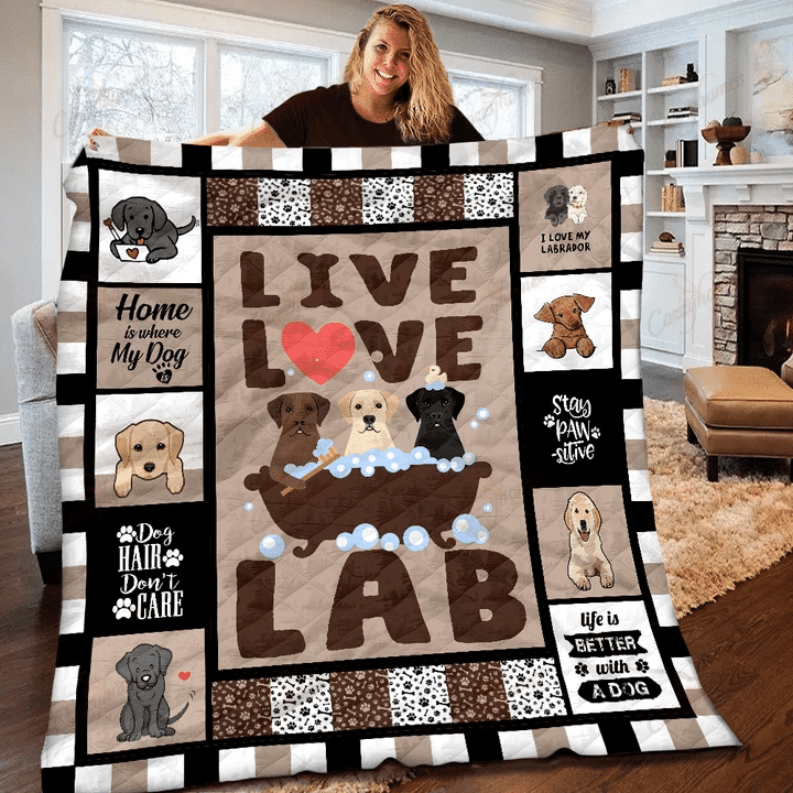 Dog Quilt Blanket, Labrador Live Love Lab, Gifts For Dog Lover Quilt Blanket - Spreadstores