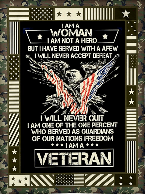 Female Veteran Blanket I Am A Woman I Am Not A Hero I Am A Veteran ATM-USBL74 Fleece Blanket - Spreadstores