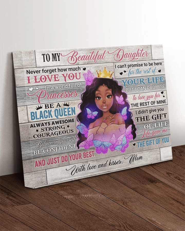 Daughter Canvas, Gifts For Daughter, To My Beautiful Daughter Never Forget I Love You Black Girl Canvas - Spreadstores