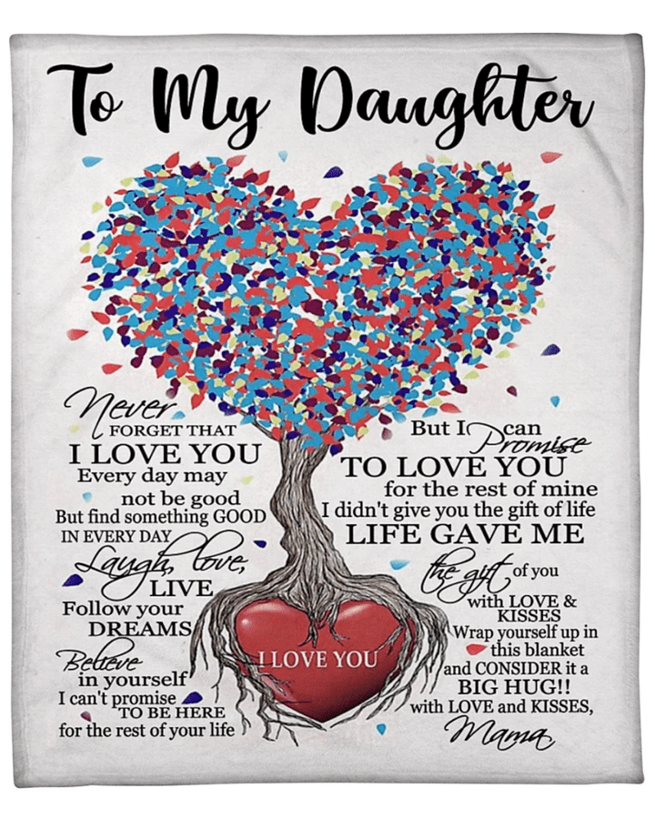 Daughter Blanket, Gifts For Daughter, Never Forget That I Love You Color Tree Fleece Blanket - Spreadstores